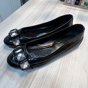 Burberry Patent Leather Flats - Size 41 - made in Italy Black with Buckle